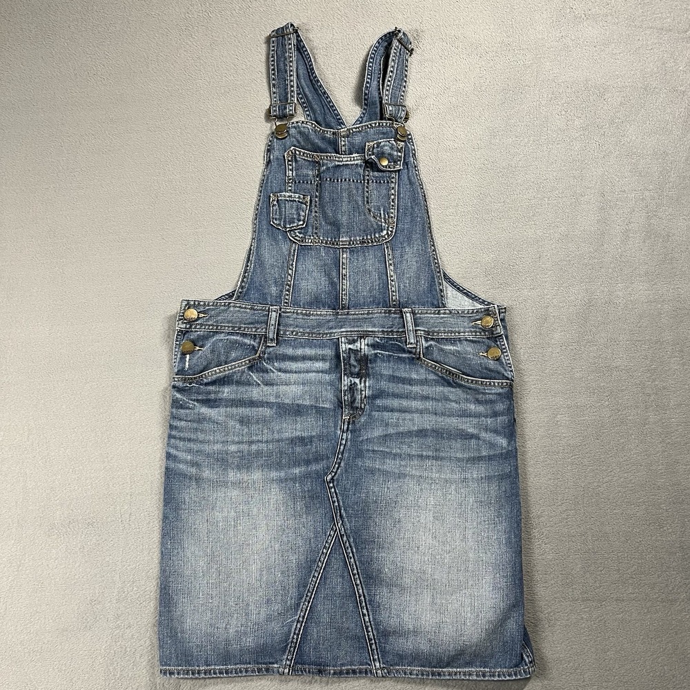 Gap Bib Skirt Overalls Womens L Medium Wash Mid Rise Stretch Utility